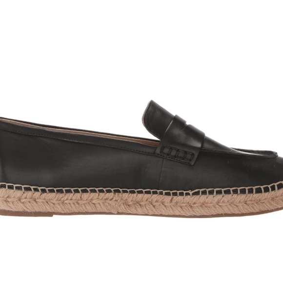 BNWT Sz US 7.5 Sam Edelman Kai Black and Tan Slip-On Leather Loafers Espadrille - Picture 6 of 13